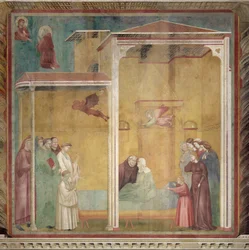 St. Franziskus erweckt die unversöhnte Frau zum Leben, um ihr Geständnis zu erleichtern, 1297-99